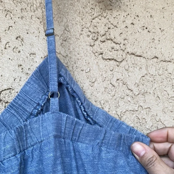 Kimichi Blue Chambray Spaghetti Strap Dress with Pockets L - Picture 9 of 11